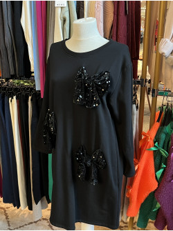 Rochie fundite negre cu paiete Luana