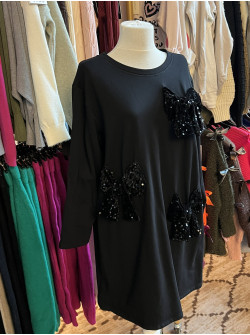Rochie fundite negre cu paiete Luana